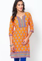 Aurelia Orange Printed Kurtis