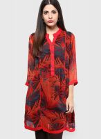 Ayaany Red Printed Kurta