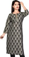 Black Kite & Company Casual Printed Women's Kurti(Grey)