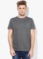 Breakbounce Dark Grey Solid Round Neck T-Shirt
