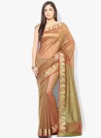 Bunkar Green Printed Super Net Saree