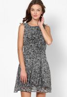 Calgari Black Colored Printed Shift Dress