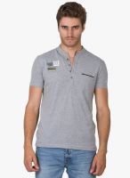 Duke Grey Milange Solid Henley T-Shirt
