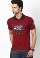 Duke Maroon Printed Polo T-Shirt