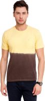 Elaborado Printed Men's Round Neck Yellow T-Shirt