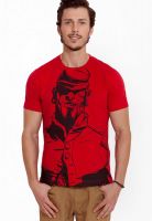 Elaborado Red Printed Round Neck T-Shirts