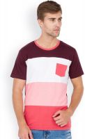 Elaborado Solid Men's Round Neck Brown, White, Pink, Red T-Shirt