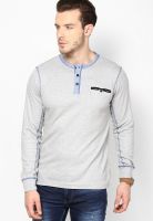 FREECULTR Grey Solid Henley T-Shirt