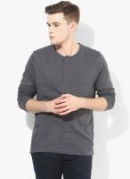 FREECULTR Grey Solid Henley T-Shirt