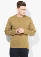 FREECULTR Khaki Solid Henley T-Shirt