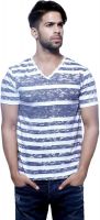 Fashnopolism Striped Men's V-neck Multicolor T-Shirt