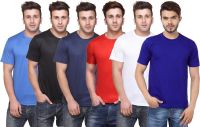 Funky Guys Solid Men's Round Neck Multicolor T-Shirt(Pack of 6)