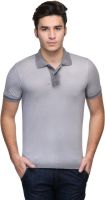 Global Nomad Self Design Men's Polo Neck Grey T-Shirt Global Nomad Self Design Men's Polo Neck Grey T-Shirt