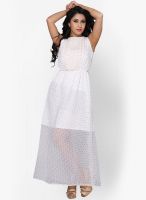 ITI White Colored Solid Maxi Dress