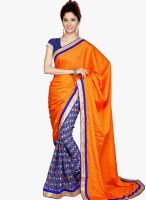 Inddus Orange Printed Saree