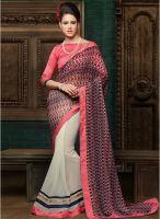 Inddus Pink Printed Saree