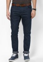 Jack & Jones Navy Blue Solids Slim Fit Jeans