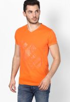 Jack & Jones Orange Slim Fit V Neck T Shirt