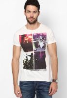 Jack & Jones White Printed Round Neck T-Shirts