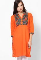 Jaipur Kurti Orange Printed Kurtis