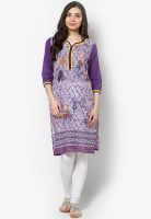 Jaipur Kurti Purple Printed Kurta