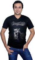 Jonny Blaze Graphic Print Men's V-neck Black T-Shirt