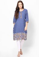 Karigari Blue Printed Kurta