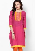 Karigari Fuchsia Solid Kurtis