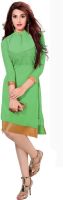 Khushali Party, Festive Self Design, Embroidered Women's Kurti(Light Green)