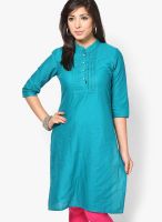 Kurti'S Aqua Blue Solid Kurtis