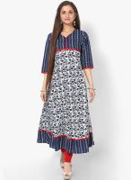 Kurti'S Blue Printed Anarkali