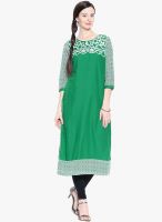 Kurti'S Green Embroidered Kurti