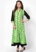 Kurti'S Green Printed Anarkali