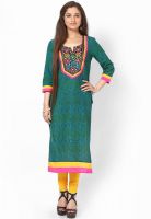 Kurti'S Green Printed Kurta