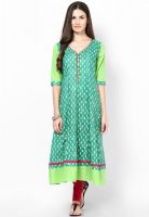 Kurti'S Green Printed Kurtas