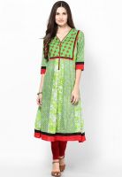 Kurti'S Green Printed Kurtas