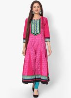 Kurti'S Pink Printed Anarkali