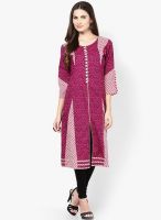 Kurti'S Purple Printed Kurtas