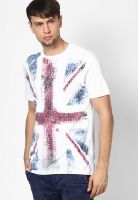 Lee Cooper Off White Printed Round Neck T-Shirts