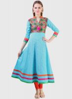 Libas Blue Embroidered Kurta