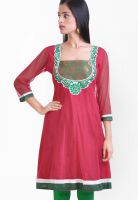 Libas Red Embroidered Kurtas