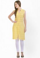 Libas Yellow Embroidered Kurtas