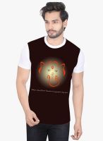 Lucfashion Brown Printed Round Neck T-Shirt