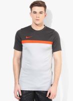 Nike Grey Solid Round Neck T-Shirts