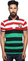 Nucode Striped Men's Polo Neck Multicolor T-Shirt