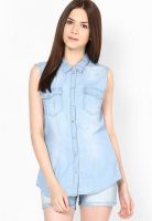 Only Medium Blue Denim Casual Wear Shirt