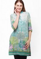 Pehraan Green Printed Kurta