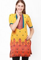 Pehraan Yellow Printed Kurta