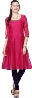 People Solid Women's Kurti(Pink)