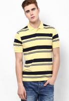 Peter England Yellow Striped Polo T-Shirts
